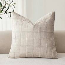1件/2件装米色3D条纹装饰枕套（不含枕芯），现代柔软雪尼尔复古纹理靠垫套，适用于家居沙发、卧室、装饰，四季皆宜 - 米色 - 查看 10