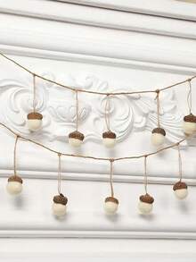 10个白色羊毛毡仿橡子挂饰，创意球形多用途装饰品，适用于节日派对、圣诞树顶饰、圣诞装饰、家居圣诞礼物、圣诞装饰品 - 彩色 - 查看 2