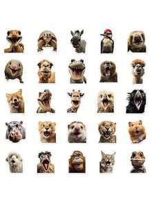 50pcs Funny Animal Face Decor Stickers For Skateboard, Phone Case, Laptop, Fridge, Luggage, Bedroom, Tablet, Notebook, Learning Reward Gift - Multicolor - View 8