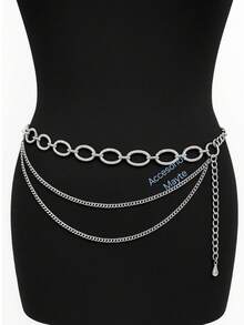 Oval Chain Belt With Two Chains - Plateado - Ver 2