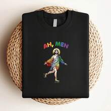 180g pure Cotton Oh Men Shirt Drag Queen Funny Jesus Gay Men Christian Shirt Gay Pride LGBTQ Gift Catholic Jesus LGBT Gift For Bi Pride Shirt Jesus Meme T-Shirt For Women Casual Soft designer clothes Comfortable Women Top Graphic Tees Summer Unisex - Negro - Ver 4