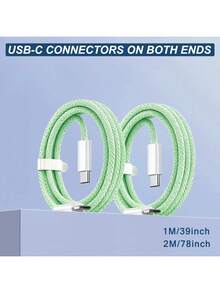 60W Type-C 转 Type-C 数据线，1-2 条装，适用于 16/15 快充线，USB-C 转 USB-C 电源线，兼容 16/15 Pro Plus Pro Max、iPad/iPad Pro 12.9/11、Galaxy S25 S24 S23 S22 S21 S20 Ultra S10（白色）