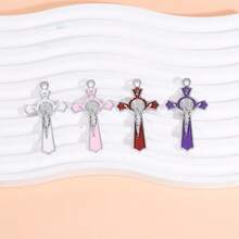 6pcs Assorted Color Zinc Alloy Cross Pendant, DIY Jewelry Accessories