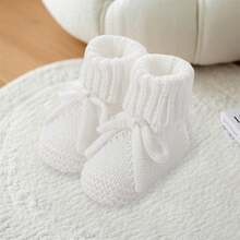 Baby Boys Girls Knitted Shoes Soft Sole First Walking Socks Comfortable Indoor Booties - trắng - Xem 3