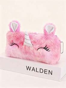 Cute Colorful Unicorn Radium Large Capacity Pencil Case Student Girl's Heart Stationery Bag Pencil Case Gift Gradient Unicorn Plush Pencil Case Girl's Small Size Cosmetic Bag Asymmetrical Color Storage Bag Wallet Pencil Case[The Unicorn's Horn Has A Random Color] - Multicolor - View 6