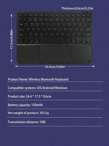 AKKHOO Wireless Keyboard With Touchpad, Rechargeable, Compatible With Ipad Tablets