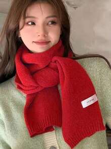 1 pieza Bufanda suave de punto de estilo japonés para mujer, de unicolor, linda y casual, ligera, adecuada para mujeres, estudiantes y parejas, perfecta para citas en el campus, atuendos de otoño e invierno, se puede combinar con sombreros, ropa de invierno, calentadores de cuello y accesorios de moda de invierno (etiqueta aleatoria) para vestir - Multicolor - Ver 10
