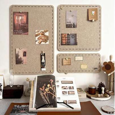 3片装照片墙留言板组合免打孔幼儿园毛毡墙贴展示板软木板背景墙贴自粘板