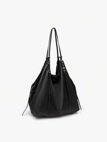 Bolso de mano versátil y de moda para otoño e invierno, bolsa de compras de unicolor, bolso de hombro para mujer de gran capacidad para ir al trabajo, decoración con hebilla, adecuado para ir al trabajo, la oficina, los negocios, la escuela, viajes cortos, compras, etc. (Sin bolsa de regalo)