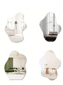 1pc Asymmetrical Shaped Mirror Decorative Wall Sticker, 2mm Thick Acrylic Mirror Sticker, Suitable For Bedroom, Living Room, Bathroom, And Kitchen.Toilet Sticker, Stickers, Wall Decal, Vinyl Decal For Home Decorations, Spring Decoration Items Refresh Your Home, Rama Decoration Stickers Mirror Wall Wall Decor Room Decor Wall Mirror Mirror For Room Bathroom Decor Living Room Decor - Silver - View 1