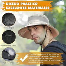 AI-PIKA Sombreros del Sol para Hombre,Sombreros para Hombre con Protección UV UPF 50+,ala Ancha,Impermeables,Transpirables para Ciclismo,Acampar,Pescar,Caminar - Modelo transpirable color beige - Ver 7