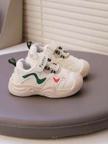 1 Pair Children's Casual Soft Bottom Sports Shoes, Boys' & Girls' Breathable PU Mesh Running Shoes, Toddler Sneakers