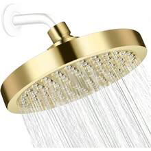 AUTOWT Ducha de Lluvia de Alta Presión, Cabezal de Ducha de ABS para Baño, Iseño de Cromo Moderno y Lujoso Instalación Sencilla sin Herramientas Ángulos Ajustables Regaderas Fijas(6 Inch) - 6 pulgadas-Dorado - Ver 13