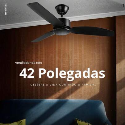 Ventilador de Teto Moderno Preto – Potente, Silencioso e com Controle Remoto