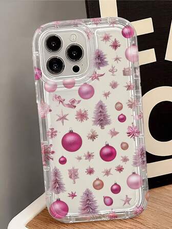 1 Stück Neues Weihnachts-Rosenrot Schneeflocken Muster wasserdichter stoßfester rutschfester Airbag transparenter hochwertiger weicher modischer Handyhülle Schutzhülle, geeignet als Geburtstags-, Feiertags-Geschenk für Freunde, Familie, Paare, passend für iPhone17/iPhone17 Pro/iPhone17 Promax/iPhone17 Air/iPhone16/iPhone16 Plus/iPhone16 Pro/iPhone16 Promax/iPhone15/iPhone15 Plus/iPhone15 Pro/iPhone15 Promax/iPhone15/iPhone14 Plus/iPhone14 Pro/iPhone14 Promax/iPhone13/iPhone13 Pro/iPhone13 Promax