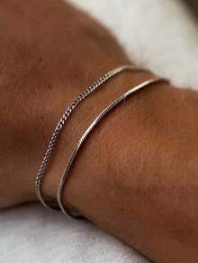 Set de 2 pulseras de cadena de acero inoxidable chapado en oro, diseño minimalista para hombres, adecuado para uso diario, ir al trabajo, vacaciones, regalo para novio