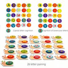 1Set Children's Wooden Early Education 26 English Letter Snail Pairing English Enlightenment Cognitive Puzzle Intelligence Toy Letter Cognitive Toy Children's Early Education Puzzle Building Block Three-Dimensional Letter Pairing Puzzle Board Teaching Tool Fun Parent-Child Interactive Desktop Puzzle Game Gift - Multicolor - View 8