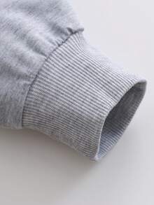 Tween Girls Letter Printed Simple Round Neck Long Sleeve Casual Top Sweatshirt - Grey - View 7