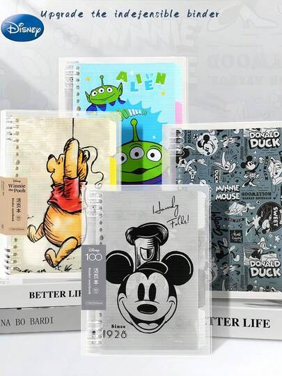 1pc A5 Cartoon Cute Notebook, Thick PP Crystal Cover, Detachable Pages, Convenient For Office And School Supplies, Gift