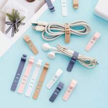 5-Hole Silicone Cable Organizer Box: Keeps Earphones, Chargers And Data Cables Neatly Stored And Easily Accessible! Reusable Silicone Cable Organizer For Storing And Managing Wires, With Straps And Multi-Functional Clips, Suitable For Food Preservation And Keeping Earphone Cords Tidy. (Random Color)