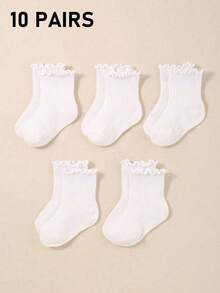 20/10/5/1 Paar Baby Kleinkind Mädchen weiße Rüschen Crew Socken | Säuglings Kleidersocken für Prinzessinnen Outfits | Neugeborenen Grundausstattung | Babyparty Dekoration - Verschiedenfarbig - Übersicht 16