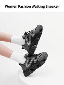 somiliss 5cm Platform Lace-Up Women's Casual Sports Shoes, Comfortable Breathable Mesh & Faux Leather, Non-Slip, Fashionable Outdoor Walking Sneakers, Autumn 2025 New Arrival