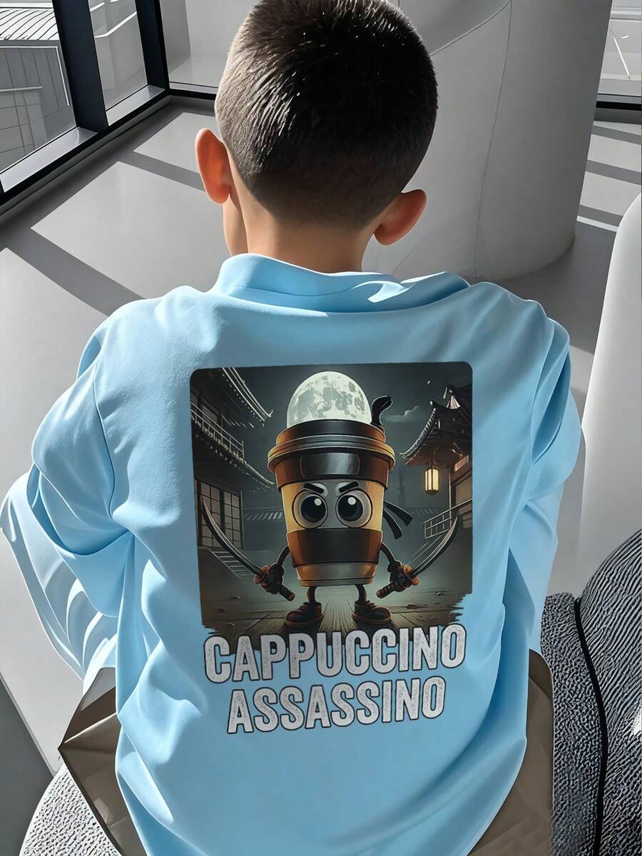 Boys & Teens Casual Printed Crew Neck Short Sleeve T-Shirt, Summer Top