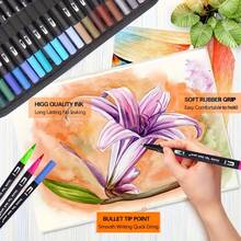 12/24/36/48/60/72/120/168 Colors Dual Brush Markers Pens, Artist Coloring Marker Set, Fineliner & Brush Tip Pen With Premium Case For Adults Coloring Books Journal, Drawing, Doodlin,Art Supplies
