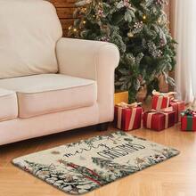 1pc Christmas Doormat, Christmas Element Decorative Floor Mat, Anti-Slip Christmas Indoor Doormat, Thickened Flannel Material, Soft, Comfortable, Easy To Clean, Suitable For Bedrooms, Living Rooms, Dining Rooms, Bathroom Entrances, Laundry Rooms - Multicolor - View 5