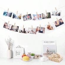 Colored Wooden Clips With String, 50Pcs 2.9Inch Large Clothes Pins, 10 Colors Photo Display Hanging Clips, Decoration Wooden Clips Shower, Birthday, Wedding