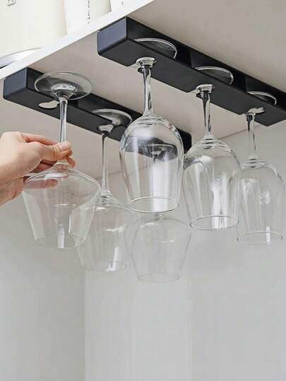 1pc Household Practical Display Glass Cup Hanging Type No-Drilling Glass Cup Holder