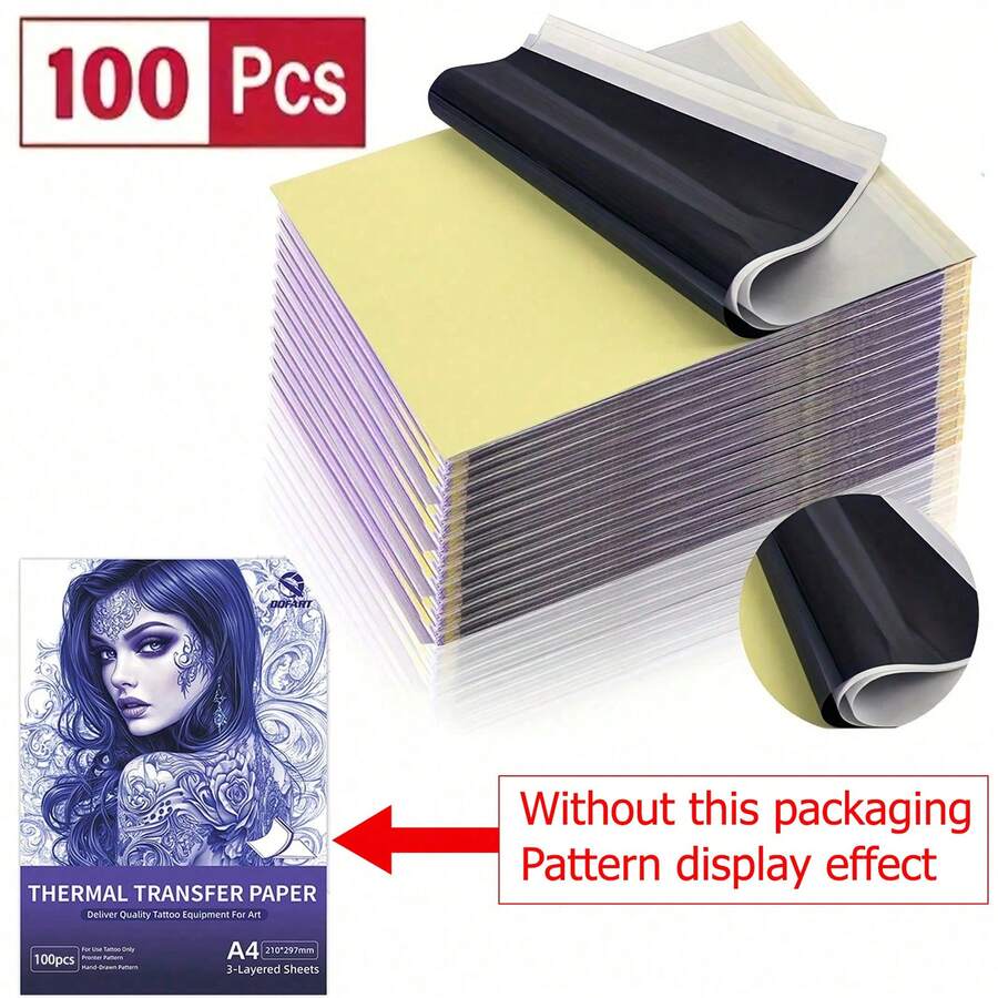 100 peças~/20 peças Tamanhos Disponíveis Papel de Transferência de Tatuagem, Papel de Modelo de Tatuagem, Papel de Cópia, Suprimentos de Tatuagem, Papel Térmico de 4 Camadas Tamanho A4, Renderização Instantânea, Formato Preciso Sem Borrão, Adequado Para Uma Variedade de Padrões Criativos, Compatível Com a Maioria das Máquinas de Transferência, Acessórios de Máquina de Transferência de Tatuagem, Essencial Para Artistas de Tatuagem Criarem Tatuagens de Alta Qualidade, Presente