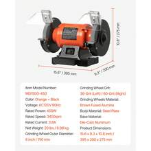 Bench Grinder, 6-Inch Single Speed Bench Grinder, 3450RPM High-Speed Table Grinders With 450W 3.8A Induction Motor, 36/60-Grit Grinding Wheel & Adjustable Eye Shield For Fast Sharpening Grinding - 6-inch 450W 3450 RPM - View 7