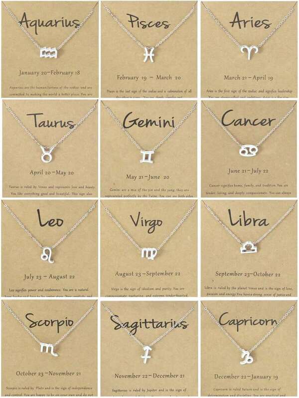1 Piece Zodiac Sign Symbol Pendant Necklace With Clavicle Chain And Constellation Card, Birthday Gift