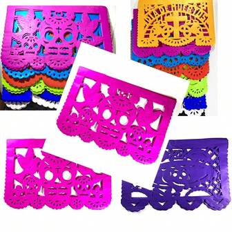 KKWE20 Frontales Pack Altar De Ofrendas Supplies Kit Dia De Muertos Day Of The Dead Decoration Colorful Medium Size Tissue Paper Mexican Papel Picado Sheets.