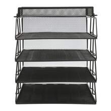 Paper Letter Tray Desk File Organizer Stackable Desk File Document Organizer - Black - View 3
