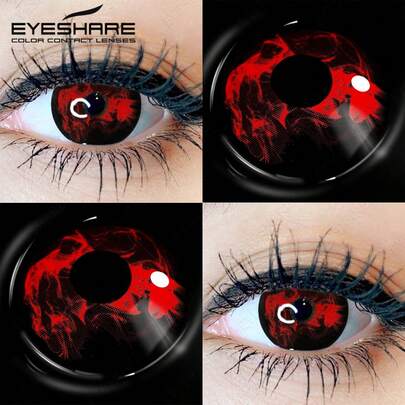  EYESHARE 1 Pair Halloween Colored Contact Lenses White Eye Contacts Black Eyes Lenses For Annual Use For Anime Eye Makeup, Role Playing, Festival Event Dress Up,14.5mm