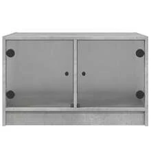 Coffee Table With Glass Doors Concrete Grey 68x50x42 Cm - Grey - View 7
