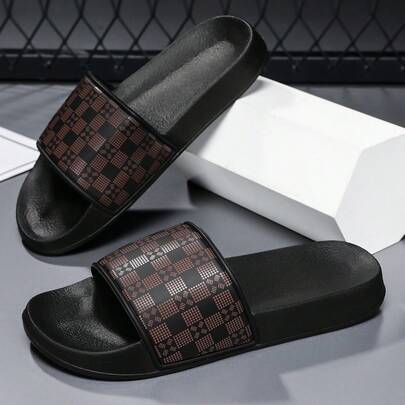 Men's Slippers, Special Pattern Printed Design, Soft Brown EVA Flat Non-Slip House Slippers For Indoor And Outdoor, Super Comfortable Non-Slip Men's Casual Slippers, Suitable For Daily, Leisure, And Holiday Wear