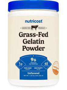Nutricost Grass-Fed Beef Gelatin Powder (1 LB) Unflavored - 9g Of Protein Per Serving, GMO-Free, Gluten-Free, 45 Servings | Collagen Source, Protein Supplement, Premium Quality - Unflavored - View 6