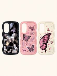 Bộ 3 ốp lưng điện thoại chống sốc hình bướm, viền lượn sóng 3D nổi bật, ốp lưng TPU thời trang, họa tiết lượn sóng sáng tạo và phong cách, bảo vệ toàn diện, chống rơi vỡ, có màu đen, be và hồng, tương thích với iPhone Air/17/17 Pro/17 Pro Max, tương thích với iPhone 13, các dòng điện thoại khác. - Nhiều màu - Xem 38
