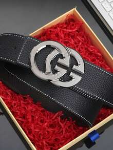 1 Pieza Cinturón ajustable de hombre con hebilla de aleación con letra. Este cinturón es una opción de alta gama cuidadosamente seleccionada para hombres, que combina el estilo empresarial y la moda. Es duradero, con una longitud de 120 cm, adecuado para uso diario y ocasiones de fiesta. Como cinturón de vaqueros, es un regalo ideal para novios, padres y amigos. - Multicolor - Ver 5