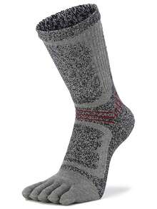 3 Pairs Thick Five-Toe Sports Socks, Moisture-Wicking, Anti-Slip, Crew Length Cotton Socks For Men, One Size (39-45) - Multicolor - View 4