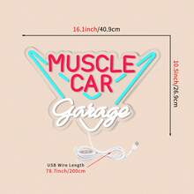 [USB Powered Muscle Car LED Sign] Muscle Car Garage LED Neon Sign - USB Powered, Polished Metal Finish For Man Cave, Bedroom,Live Streaming Room, Room Decor ,Bedroom Decor,Halloween,Christmas Decorations - White+Ice Blue+Red - View 4