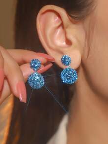 華麗水晶耳釘女款1對