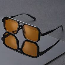 1 Pair Retro Large Frame Small Face Sunglasses, Solid Color Unisex Lightweight Transparent Glasses For Daily Commute, All Season - Multicolor - View 9