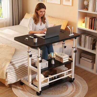 Home Office Furnitur Mobile Lift, Multi-Functional Bedside Desk, Simple Student Desk, Small Study Desk For Bedroom Dormitory, Portable Mobile With Wheels, Laptop Desk, Study Desk, Desktop Workstation