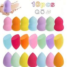 10pcs Beauty Egg Makeup Sponge Set - Latex-Free Vegan Sponge, Beauty Foundation Mixing Powder Puff