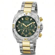 Guess Relógio Cronógrafo de Tração Masculino de Luxo Multifuncional a Quartzo GW0800G1 com Mostrador Verde e Pulseira de Aço Inoxidável, Adequado para Uso Diário, Roupa de Negócios, Decoração, Excelente Presente para Marido e Pai