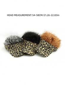 1pc Unisex Leopard Print Wig Hat, Streetwear Hip Hop Visor Cap, Casual & Versatile Baseball Cap - Leopard Print Wig Cap - View 6